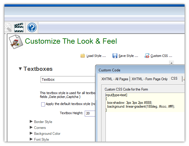 CSS form generator : customize the CSS
