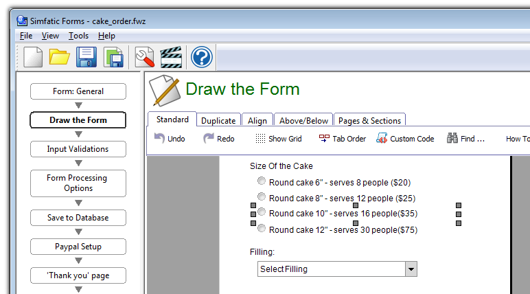 HTML form creator with drag and drop form design