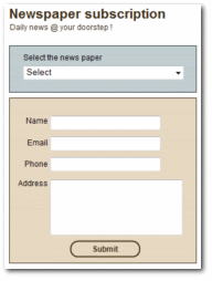 A simple news paper subscription form