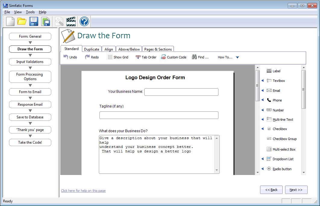 html contact form creator