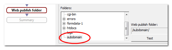 FTP sub-domain