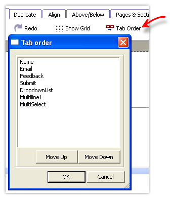 Tab order dialogbox