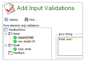 Edit validation error message