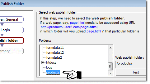 sub-domain web publish folder