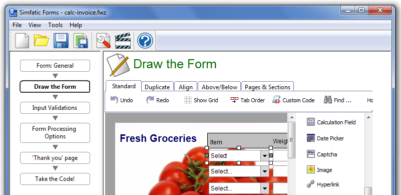 custom html form generator