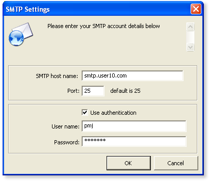SMTP settings