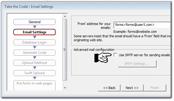 uncheck SMTP option