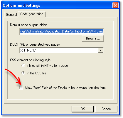 Variable From field option